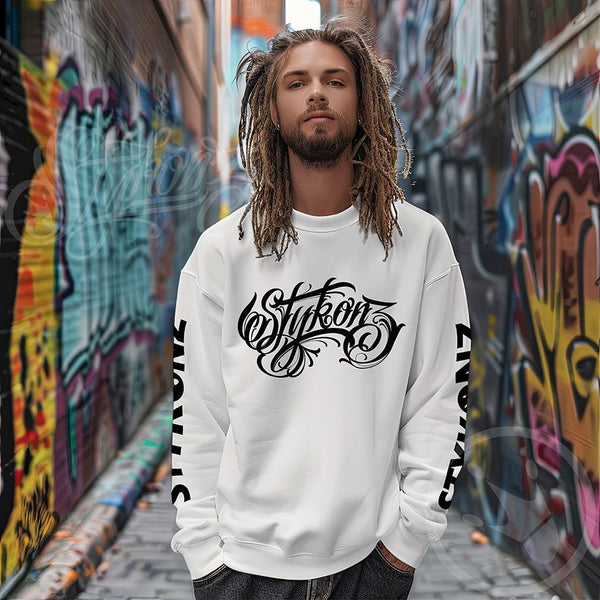 Men’s Graffiti Fleece Sweatshirt – Black Scriptkonz II | Hip - Hop Streetwear Sweatshirt - Stykonz Graffiti Streetwear