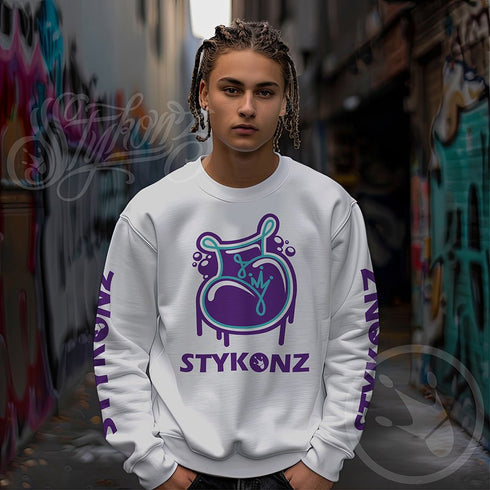 Men’s Graffiti Fleece Sweatshirt – Purple S - Kingz 2Line Throwup | Hip - Hop Streetwear Sweatshirt - Stykonz Graffiti Streetwear