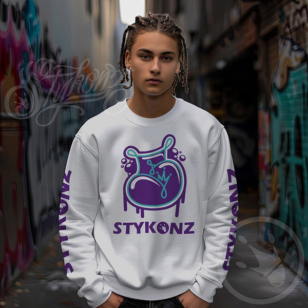 Men’s Graffiti Fleece Sweatshirt – Purple S - Kingz 2Line Throwup | Hip - Hop Streetwear Sweatshirt - Stykonz Graffiti Streetwear
