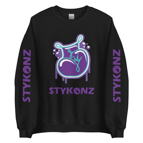 Men’s Graffiti Fleece Sweatshirt – Purple S - Kingz 2Line Throwup | Hip - Hop Streetwear Sweatshirt - Stykonz Graffiti Streetwear