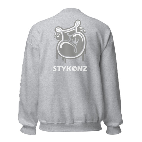 Men’s Graffiti Fleece Sweatshirt – White Scriptkonz | Hip - Hop Streetwear Sweatshirt - Stykonz Graffiti Streetwear