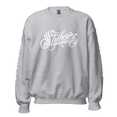 Men’s Graffiti Fleece Sweatshirt – White Scriptkonz | Hip - Hop Streetwear Sweatshirt - Stykonz Graffiti Streetwear