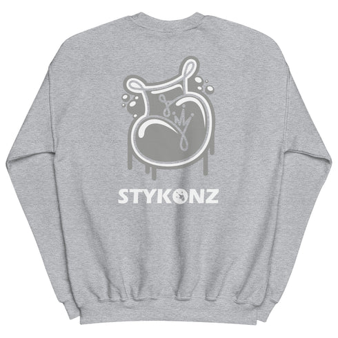 Men’s Graffiti Fleece Sweatshirt – White Scriptkonz | Hip - Hop Streetwear Sweatshirt - Stykonz Graffiti Streetwear