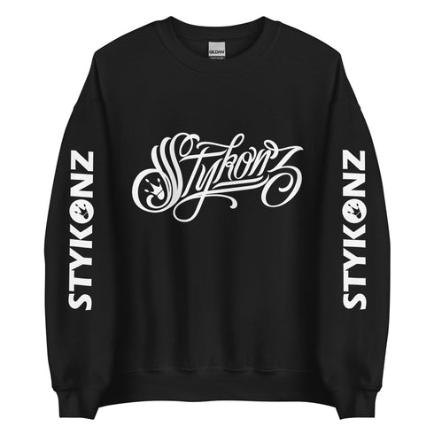 Men’s Graffiti Fleece Sweatshirt – White Scriptkonz | Hip - Hop Streetwear Sweatshirt - Stykonz Graffiti Streetwear