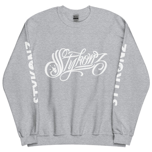 Men’s Graffiti Fleece Sweatshirt – White Scriptkonz | Hip - Hop Streetwear Sweatshirt - Stykonz Graffiti Streetwear