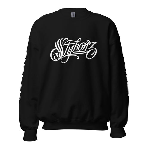 Men’s Graffiti Fleece Sweatshirt – White Scriptkonz | Hip - Hop Streetwear Sweatshirt - Stykonz Graffiti Streetwear