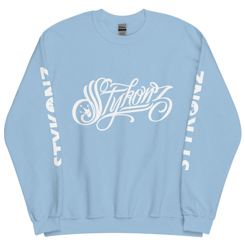 Men’s Graffiti Fleece Sweatshirt – White Scriptkonz | Hip - Hop Streetwear Sweatshirt - Stykonz Graffiti Streetwear