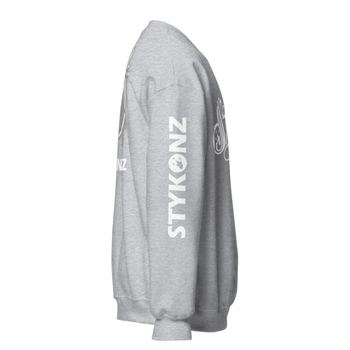 Men’s Graffiti Fleece Sweatshirt – White Scriptkonz | Hip - Hop Streetwear Sweatshirt - Stykonz Graffiti Streetwear
