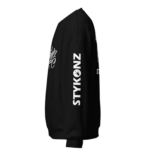 Men’s Graffiti Fleece Sweatshirt – White Scriptkonz | Hip - Hop Streetwear Sweatshirt - Stykonz Graffiti Streetwear