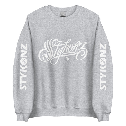 Men’s Graffiti Fleece Sweatshirt – White Scriptkonz | Hip - Hop Streetwear Sweatshirt - Stykonz Graffiti Streetwear