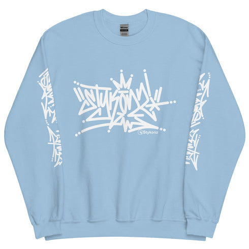 Men’s Graffiti Fleece Sweatshirt – White Stykonz Tag | Hip - Hop Streetwear Sweatshirt - Stykonz Graffiti Streetwear