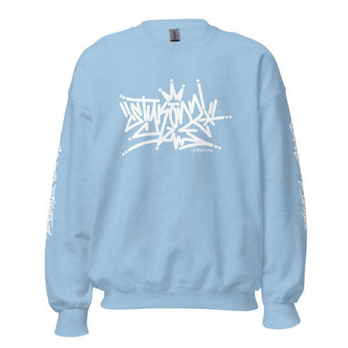 Men’s Graffiti Fleece Sweatshirt – White Stykonz Tag | Hip - Hop Streetwear Sweatshirt - Stykonz Graffiti Streetwear