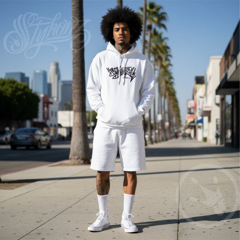 Men’s Graffiti Hoodie – XL Embroidered Stykonz feat Black City Tagz | Hip - Hop Streetwear Hoodie - Stykonz Graffiti Streetwear