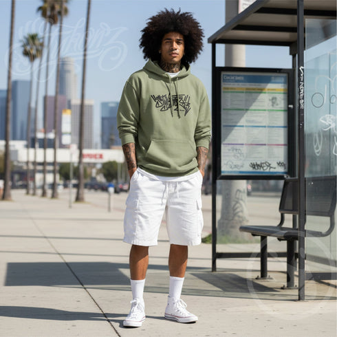 Men’s Graffiti Hoodie – XL Embroidered Stykonz feat Black City Tagz | Hip - Hop Streetwear Hoodie - Stykonz Graffiti Streetwear