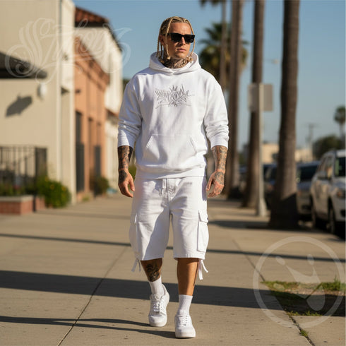 Men’s Graffiti Hoodie – XL Embroidered Stykonz feat White Crown Tagz | Hip - Hop Streetwear Hoodie - Stykonz Graffiti Streetwear