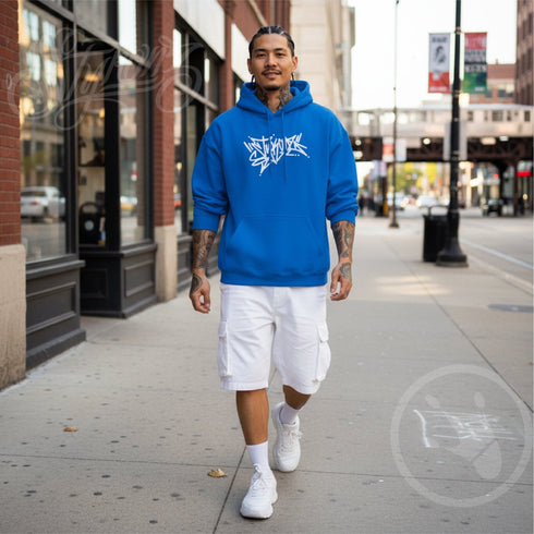 Men’s Graffiti Hoodie – XL Embroidered Stykonz feat White Wall Tagz | Hip - Hop Streetwear Hoodie - Stykonz Graffiti Streetwear
