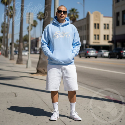 Men’s Graffiti Hoodie – XL Embroidered White Scriptkonz | Hip - Hop Streetwear Hoodie - Stykonz Graffiti Streetwear