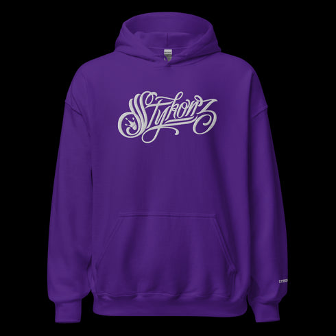 Men’s Graffiti Hoodie – XL Embroidered White Scriptkonz | Hip - Hop Streetwear Hoodie - Stykonz Graffiti Streetwear