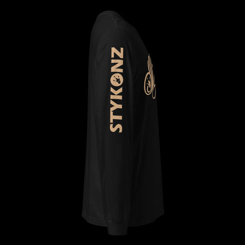 Men's Graffiti Long Sleeve Tee Gold Scriptkonz | Hip - Hop Streetwear Tee - Stykonz Graffiti Streetwear