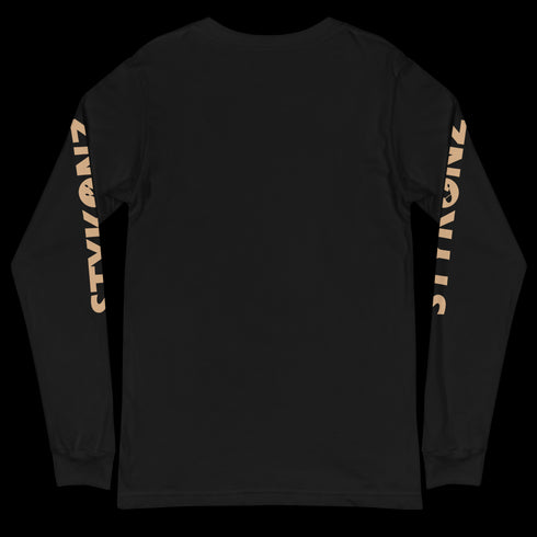 Men's Graffiti Long Sleeve Tee Gold Scriptkonz | Hip - Hop Streetwear Tee - Stykonz Graffiti Streetwear