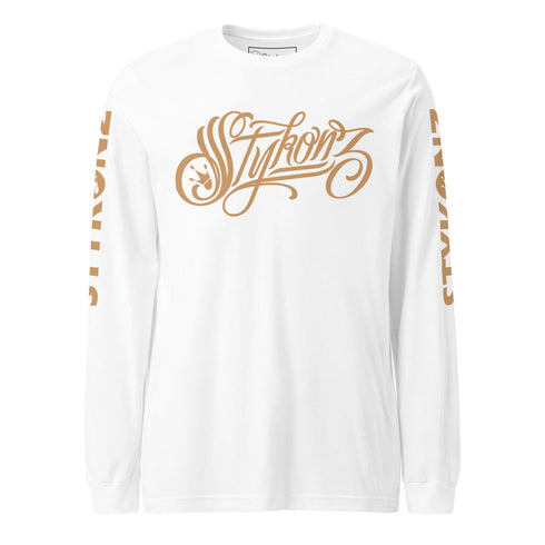 Men's Graffiti Long Sleeve Tee Gold Scriptkonz | Hip - Hop Streetwear Tee - Stykonz Graffiti Streetwear