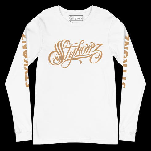 Men's Graffiti Long Sleeve Tee Gold Scriptkonz | Hip - Hop Streetwear Tee - Stykonz Graffiti Streetwear