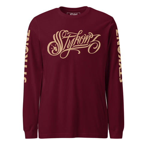 Men's Graffiti Long Sleeve Tee Gold Scriptkonz | Hip - Hop Streetwear Tee - Stykonz Graffiti Streetwear