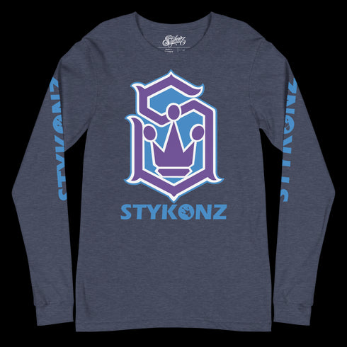 Men's Graffiti Long Sleeve Tee Purple and Blue S - Kingz Crown | Hip - Hop Streetwear Tee - Stykonz Graffiti Streetwear