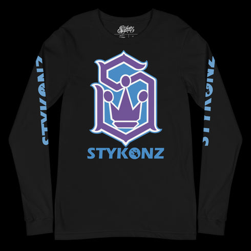 Men's Graffiti Long Sleeve Tee Purple and Blue S - Kingz Crown | Hip - Hop Streetwear Tee - Stykonz Graffiti Streetwear