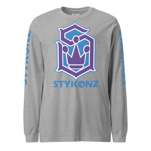 Men's Graffiti Long Sleeve Tee Purple and Blue S - Kingz Crown | Hip - Hop Streetwear Tee - Stykonz Graffiti Streetwear
