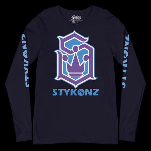 Men's Graffiti Long Sleeve Tee Purple and Blue S - Kingz Crown | Hip - Hop Streetwear Tee - Stykonz Graffiti Streetwear