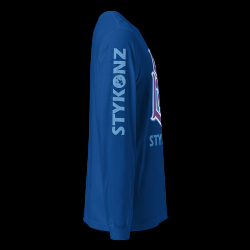 Men's Graffiti Long Sleeve Tee Purple and Blue S - Kingz Crown | Hip - Hop Streetwear Tee - Stykonz Graffiti Streetwear