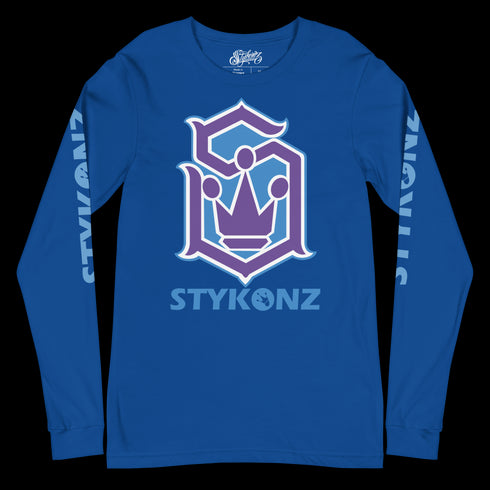 Men's Graffiti Long Sleeve Tee Purple and Blue S - Kingz Crown | Hip - Hop Streetwear Tee - Stykonz Graffiti Streetwear