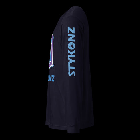 Men's Graffiti Long Sleeve Tee Purple and Blue S - Kingz Crown | Hip - Hop Streetwear Tee - Stykonz Graffiti Streetwear