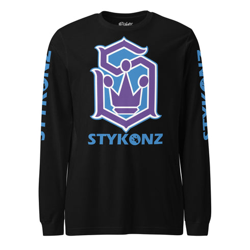 Men's Graffiti Long Sleeve Tee Purple and Blue S - Kingz Crown | Hip - Hop Streetwear Tee - Stykonz Graffiti Streetwear
