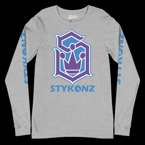 Men's Graffiti Long Sleeve Tee Purple and Blue S - Kingz Crown | Hip - Hop Streetwear Tee - Stykonz Graffiti Streetwear
