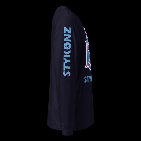 Men's Graffiti Long Sleeve Tee Purple and Blue S - Kingz Crown | Hip - Hop Streetwear Tee - Stykonz Graffiti Streetwear