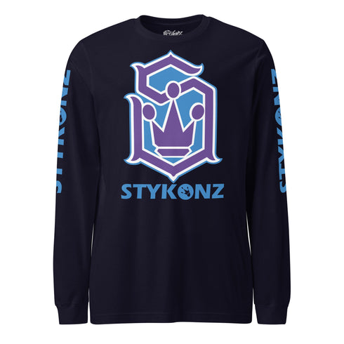 Men's Graffiti Long Sleeve Tee Purple and Blue S - Kingz Crown | Hip - Hop Streetwear Tee - Stykonz Graffiti Streetwear