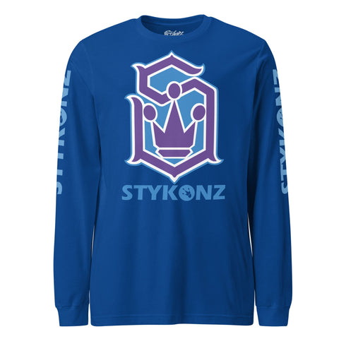 Men's Graffiti Long Sleeve Tee Purple and Blue S - Kingz Crown | Hip - Hop Streetwear Tee - Stykonz Graffiti Streetwear