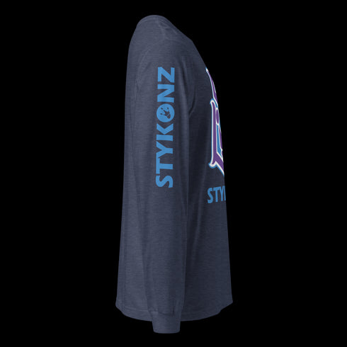 Men's Graffiti Long Sleeve Tee Purple and Blue S - Kingz Crown | Hip - Hop Streetwear Tee - Stykonz Graffiti Streetwear