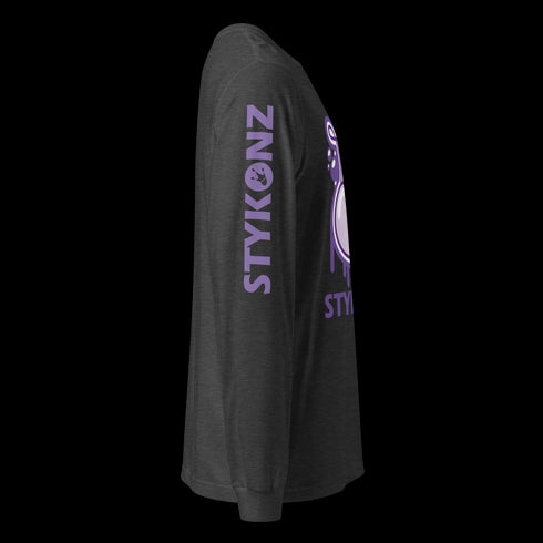 Men's Graffiti Long Sleeve Tee Purple S - Kingz 2Line Throwup | Hip - Hop Streetwear Tee - Stykonz Graffiti Streetwear