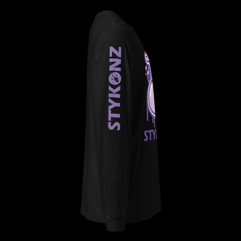 Men's Graffiti Long Sleeve Tee Purple S - Kingz 2Line Throwup | Hip - Hop Streetwear Tee - Stykonz Graffiti Streetwear