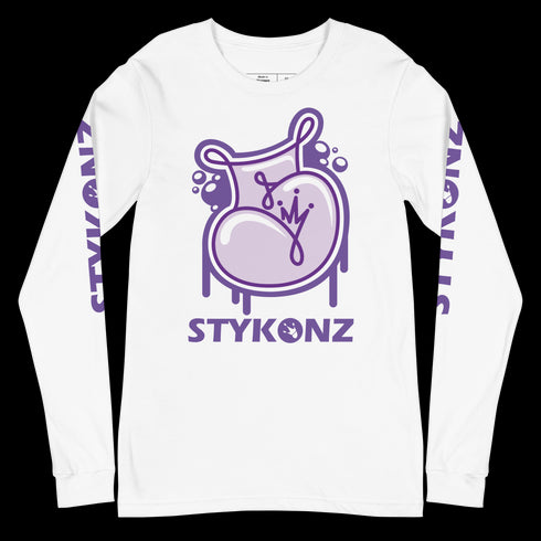 Men's Graffiti Long Sleeve Tee Purple S - Kingz 2Line Throwup | Hip - Hop Streetwear Tee - Stykonz Graffiti Streetwear