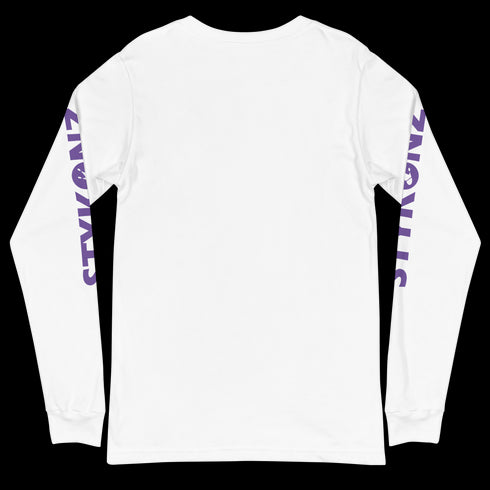 Men's Graffiti Long Sleeve Tee Purple S - Kingz 2Line Throwup | Hip - Hop Streetwear Tee - Stykonz Graffiti Streetwear
