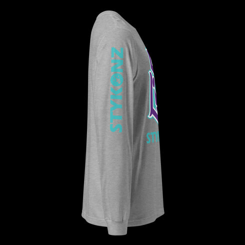 Men's Graffiti Long Sleeve Tee Turquoise & Purple S - Kingz Crown | Hip - Hop Streetwear Tee - Stykonz Graffiti Streetwear