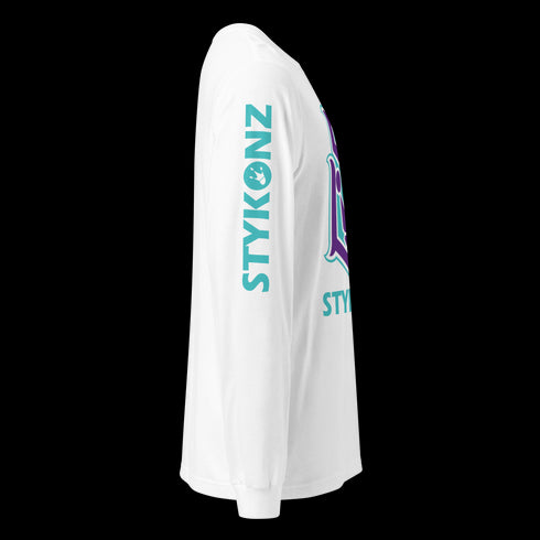 Men's Graffiti Long Sleeve Tee Turquoise & Purple S - Kingz Crown | Hip - Hop Streetwear Tee - Stykonz Graffiti Streetwear