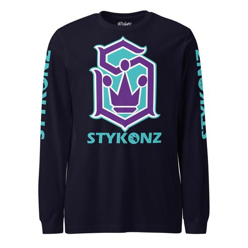 Men's Graffiti Long Sleeve Tee Turquoise & Purple S - Kingz Crown | Hip - Hop Streetwear Tee - Stykonz Graffiti Streetwear