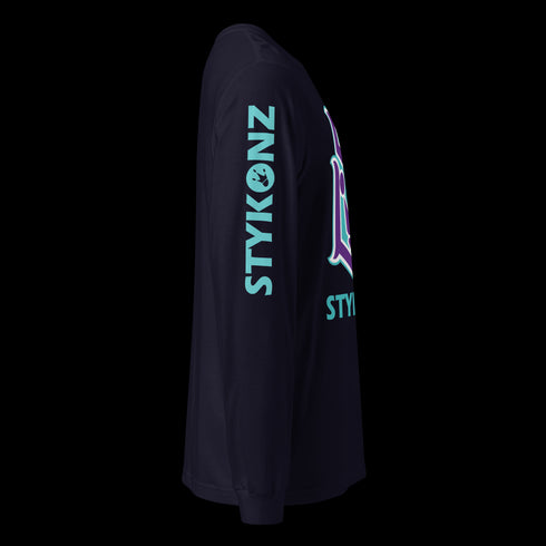 Men's Graffiti Long Sleeve Tee Turquoise & Purple S - Kingz Crown | Hip - Hop Streetwear Tee - Stykonz Graffiti Streetwear