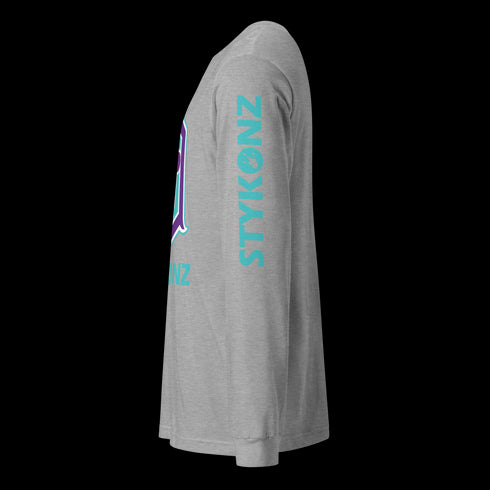 Men's Graffiti Long Sleeve Tee Turquoise & Purple S - Kingz Crown | Hip - Hop Streetwear Tee - Stykonz Graffiti Streetwear