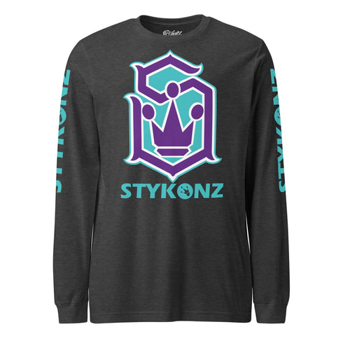 Men's Graffiti Long Sleeve Tee Turquoise & Purple S - Kingz Crown | Hip - Hop Streetwear Tee - Stykonz Graffiti Streetwear
